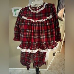 Red Plaid Ruffled Pajama Set